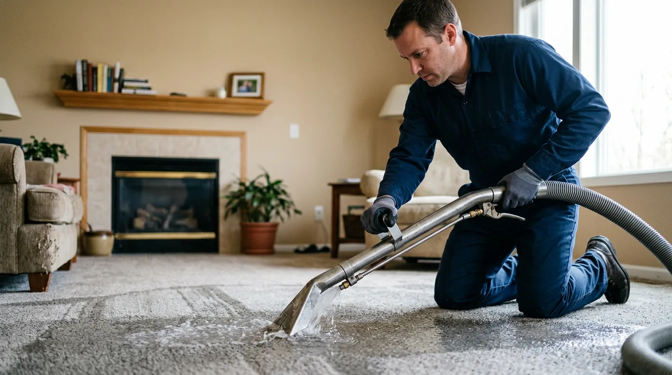 Water damage restoration technician working near Dundee, IA